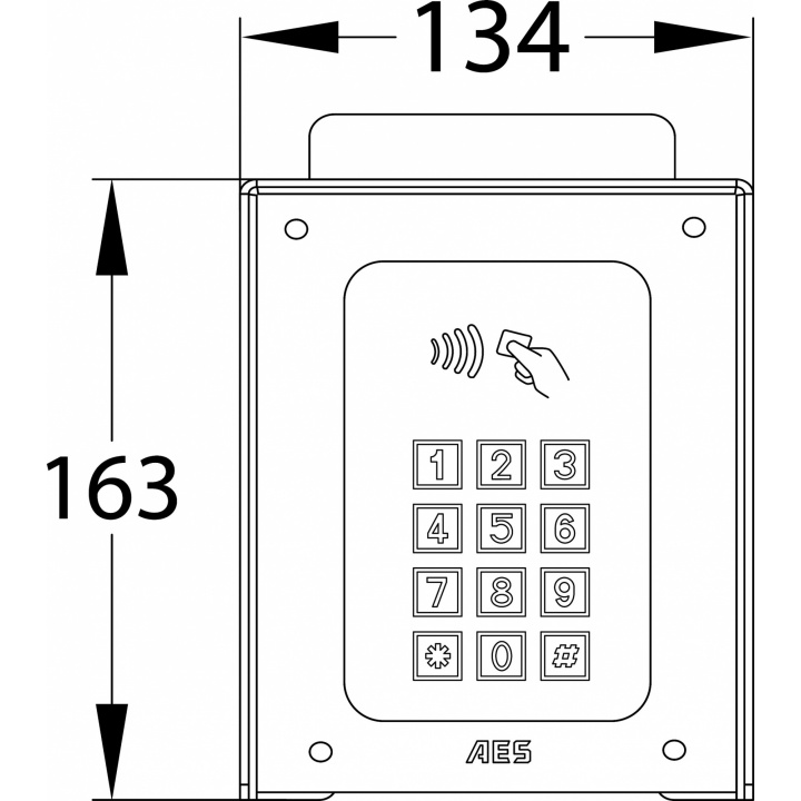 Clavier à codes et lecteur RFID GSM dimensions